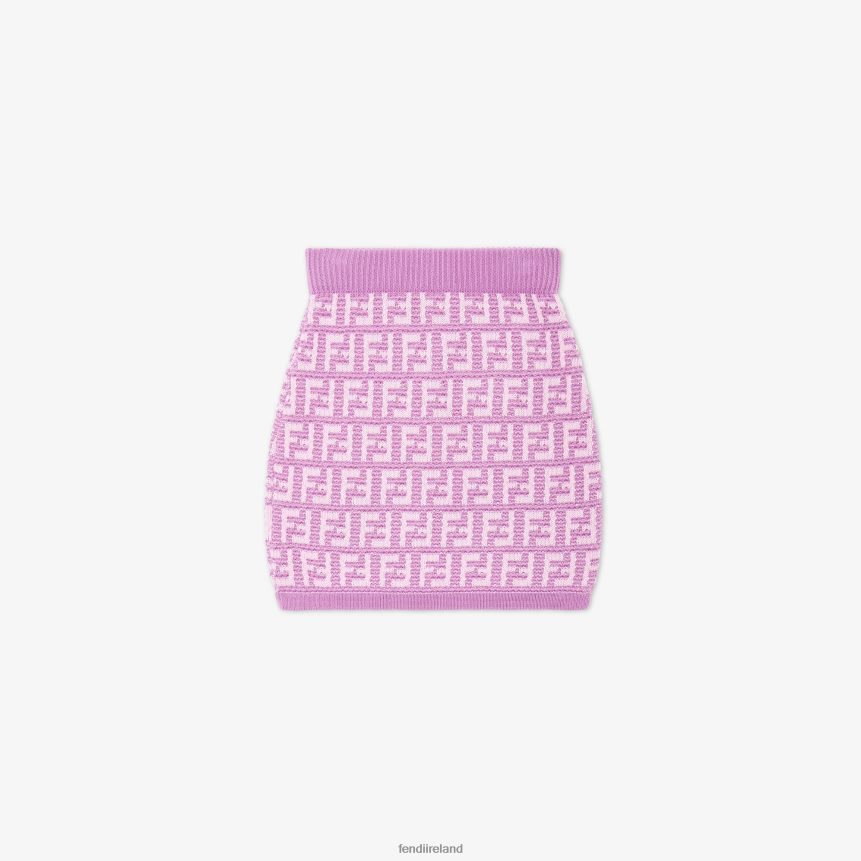Fendi Kids Lilac Cotton Knit Miniskirt R06TFR2928 Apparel Purple