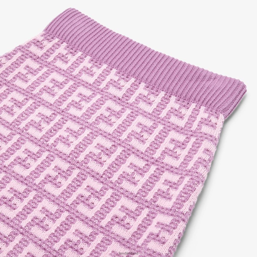 Fendi Kids Lilac Cotton Knit Miniskirt R06TFR2928 Apparel Purple