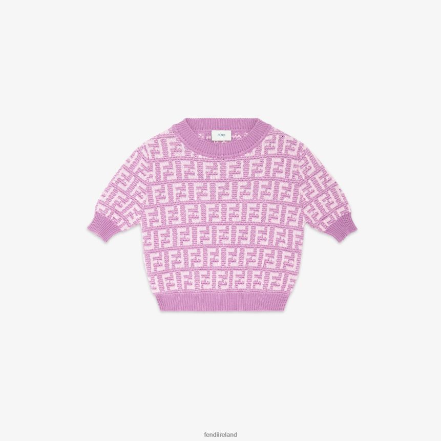 Fendi Kids Lilac Cotton Knit Top R06TFR2929 Apparel Purple
