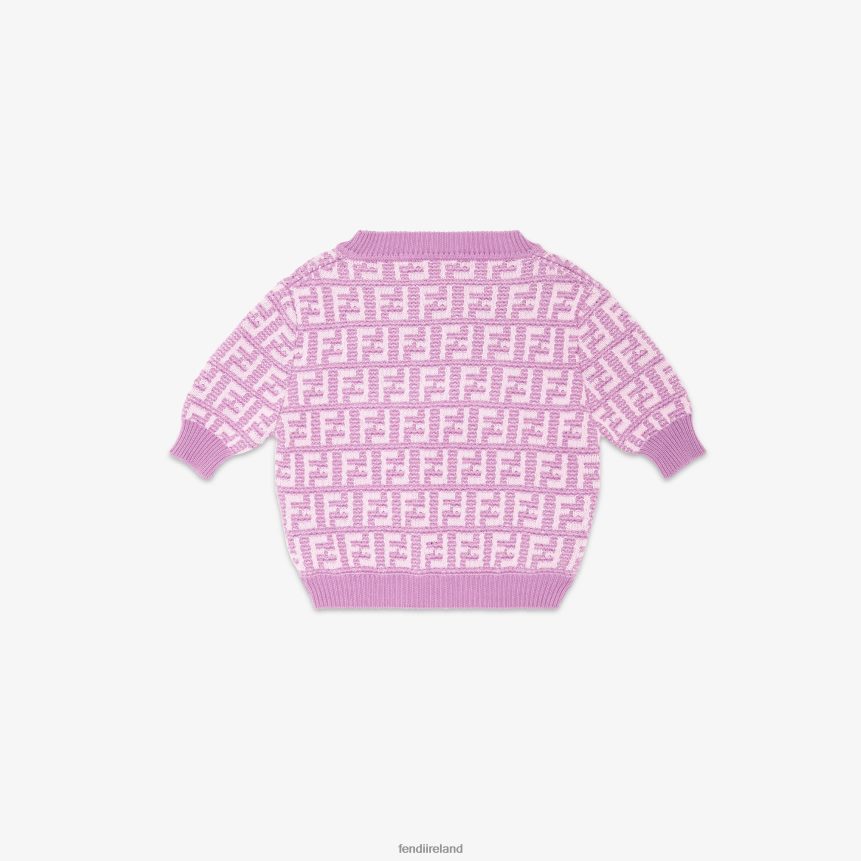 Fendi Kids Lilac Cotton Knit Top R06TFR2929 Apparel Purple