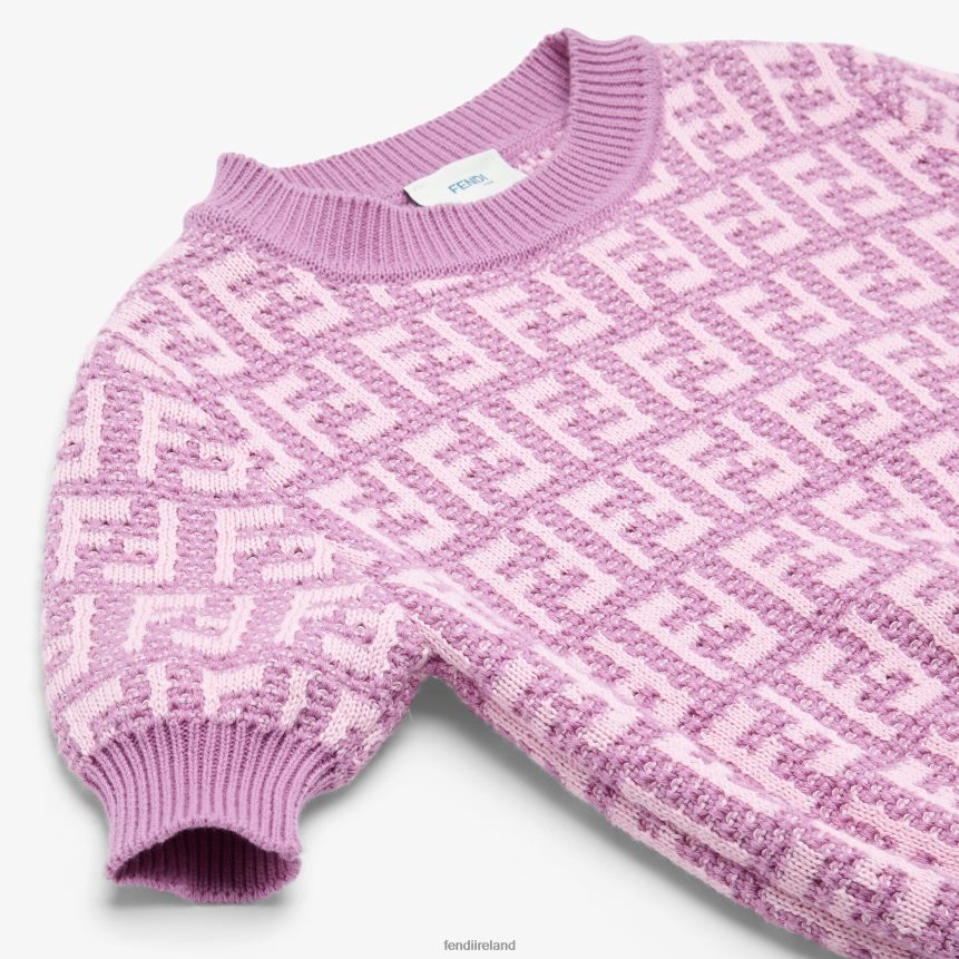 Fendi Kids Lilac Cotton Knit Top R06TFR2929 Apparel Purple