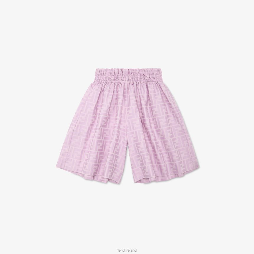 Fendi Kids Lilac FF Cotton Shorts R06TFR2930 Apparel Purple