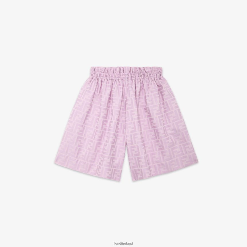 Fendi Kids Lilac FF Cotton Shorts R06TFR2930 Apparel Purple