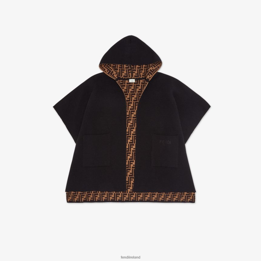 Fendi Kids Logo Reversible Cape R06TFR2861 Apparel Black
