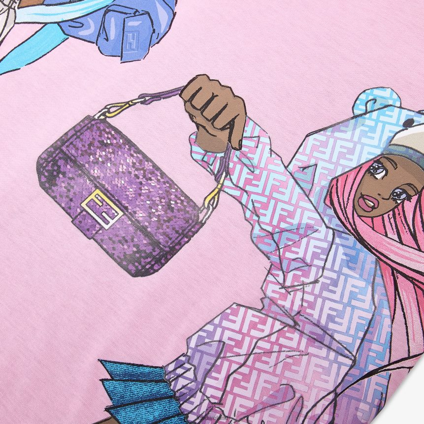 Fendi Kids Multijersey Junior T-Shirt R06TFR2856 Apparel Pink