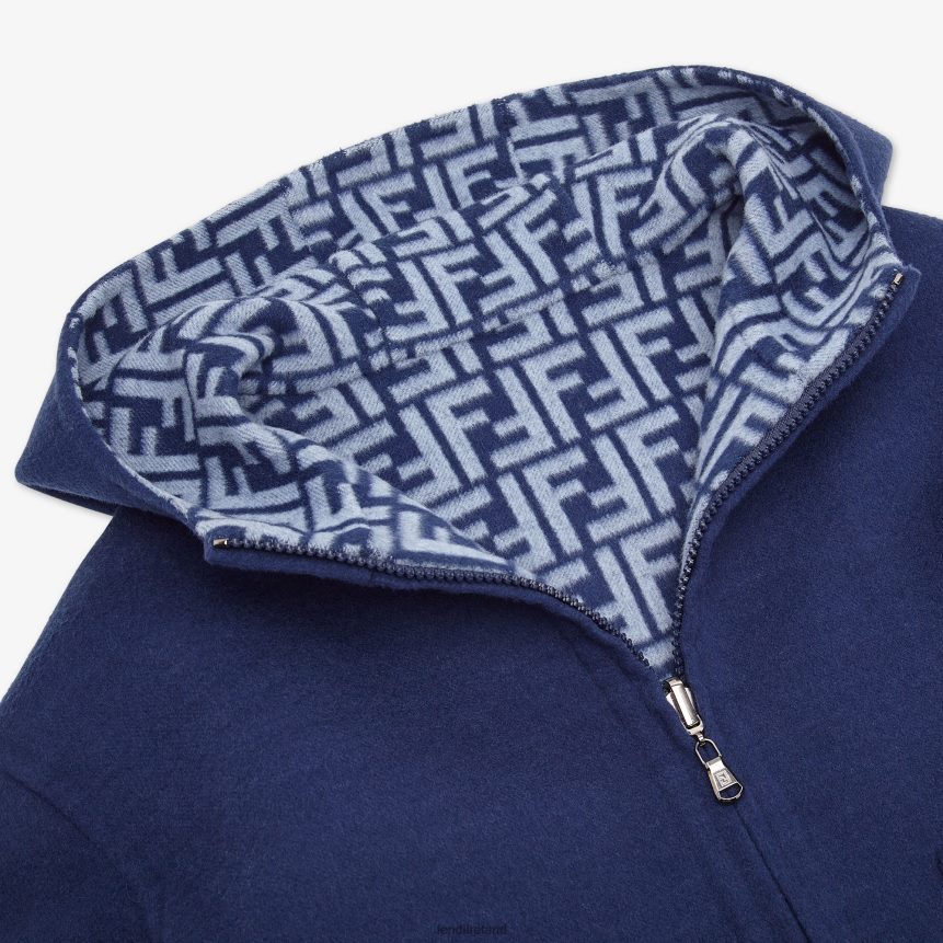 Fendi Kids Double-Face Wool Cloth Jacket With Logo R06TFR2851 Apparel Blue