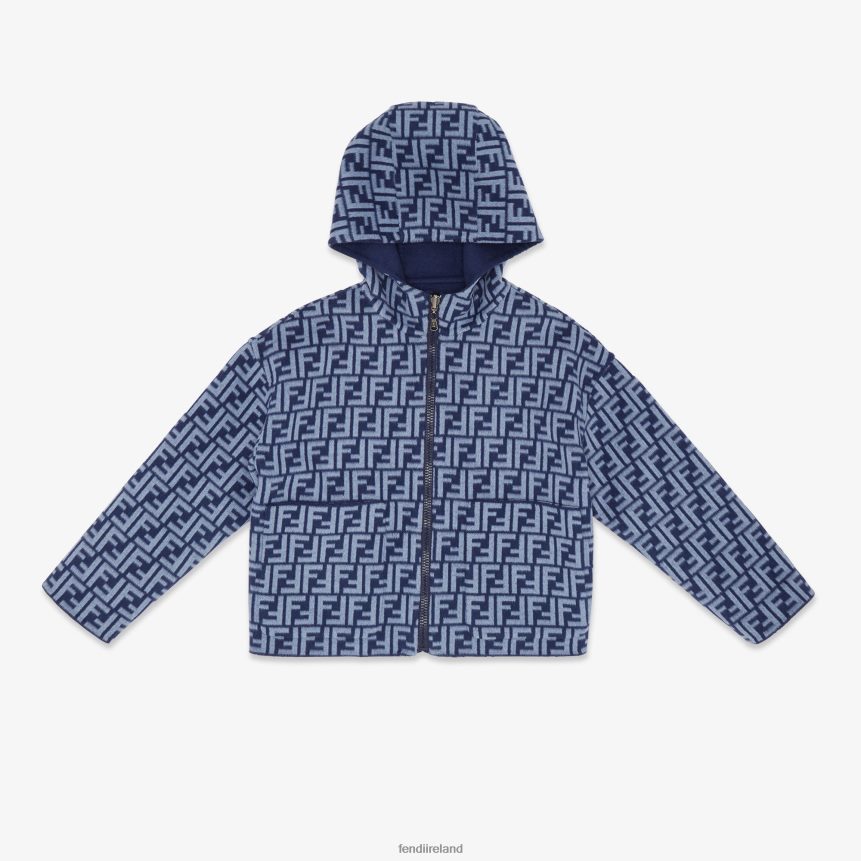 Fendi Kids Double-Face Wool Cloth Jacket With Logo R06TFR2851 Apparel Blue