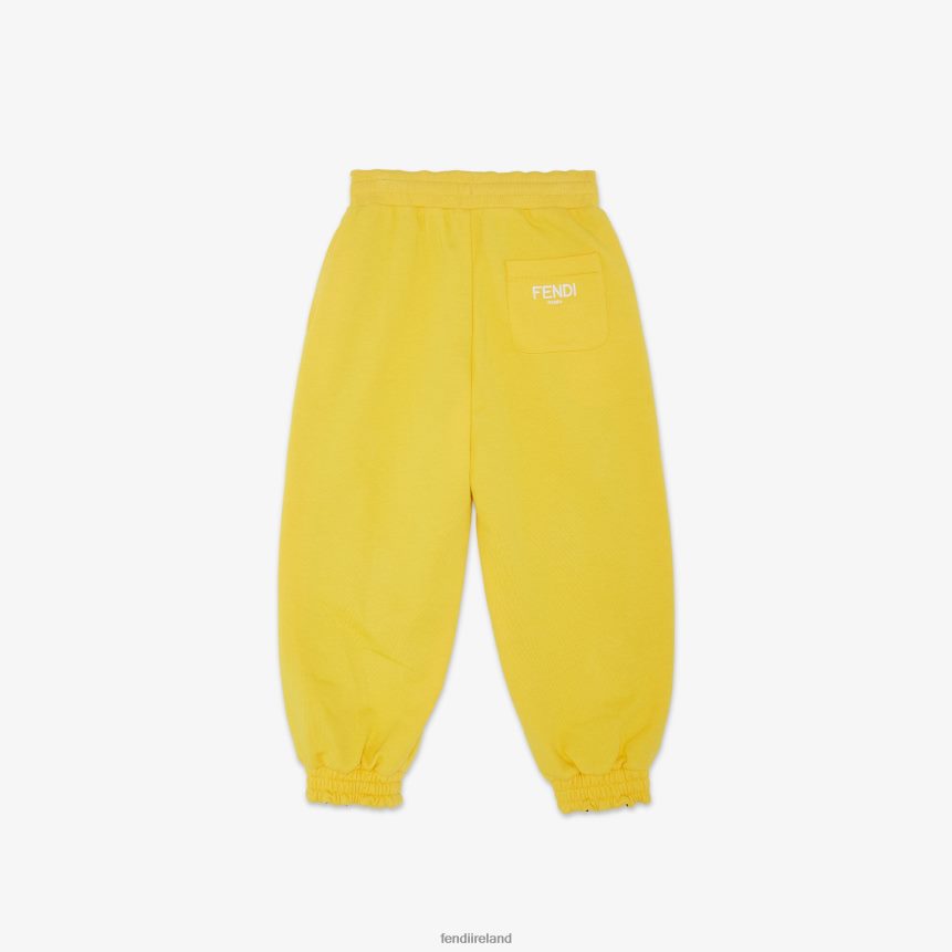 Fendi Kids Fleece And FF Nylon Reversible Pants R06TFR2884 Apparel Yellow