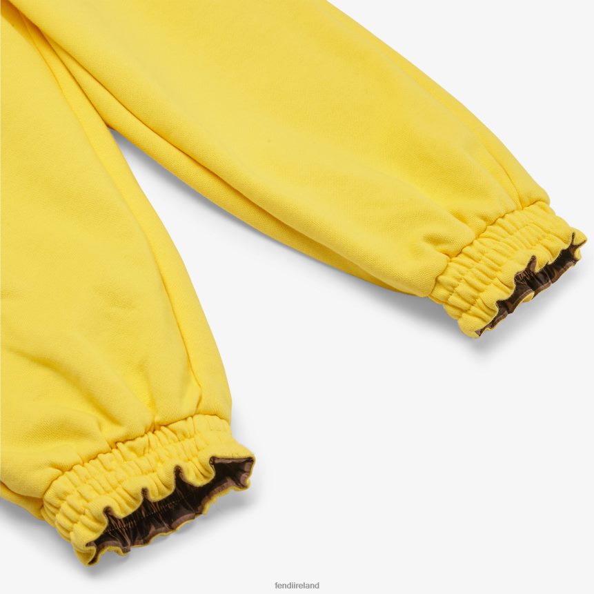 Fendi Kids Fleece And FF Nylon Reversible Pants R06TFR2884 Apparel Yellow