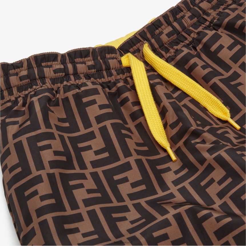 Fendi Kids Fleece And FF Nylon Reversible Pants R06TFR2884 Apparel Yellow