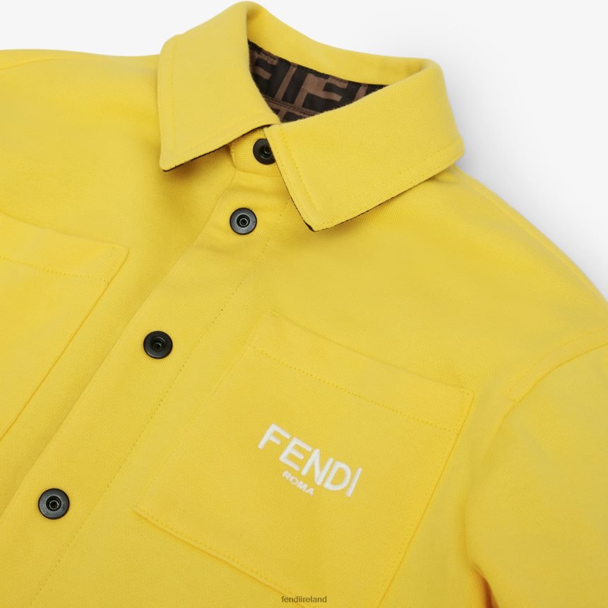 Fendi Kids Fleece And FF Nylon Reversible Shirt Jacket R06TFR2908 Apparel Yellow