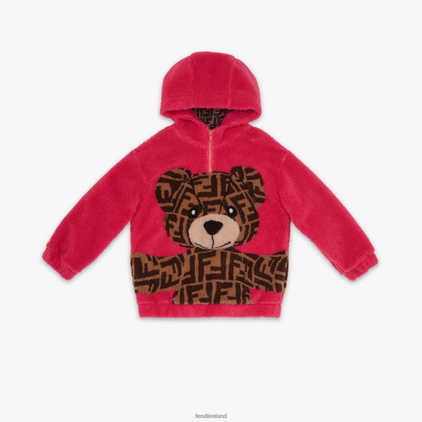 Fendi Kids Fuchsia Teddy Bear Wool Sweatshirt R06TFR2855 Apparel Pink