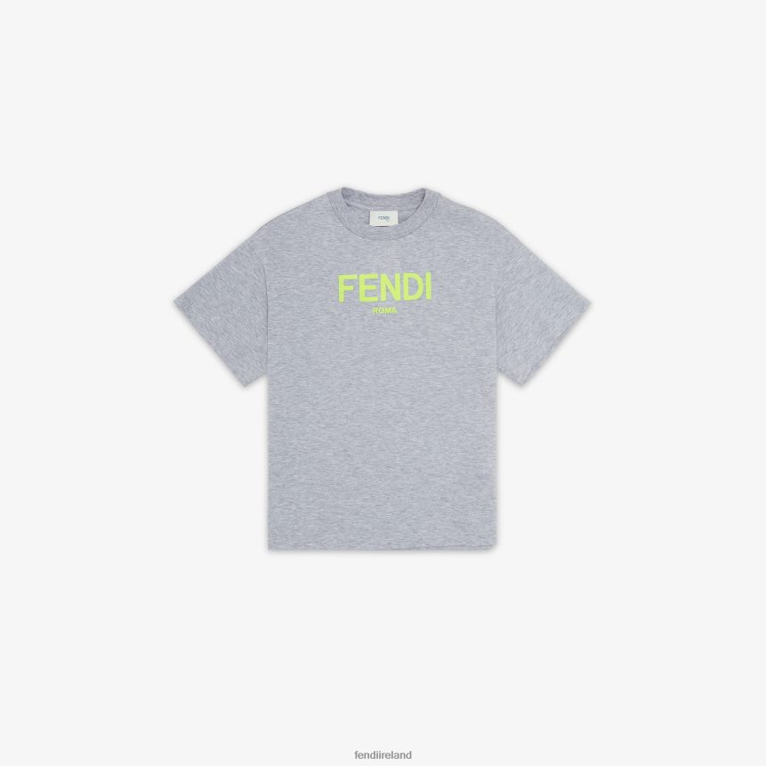Fendi Kids Jersey Junior T-Shirt With Neon Print R06TFR2873 Apparel Gray