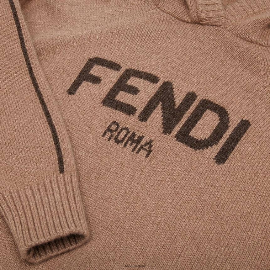 Fendi Kids Pure Cashmere Junior Sweater In Caramel R06TFR2880 Apparel Fashion