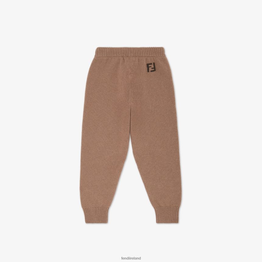 Fendi Kids Pure Cashmere Knit Junior Pants In Caramel R06TFR2879 Apparel Fashion