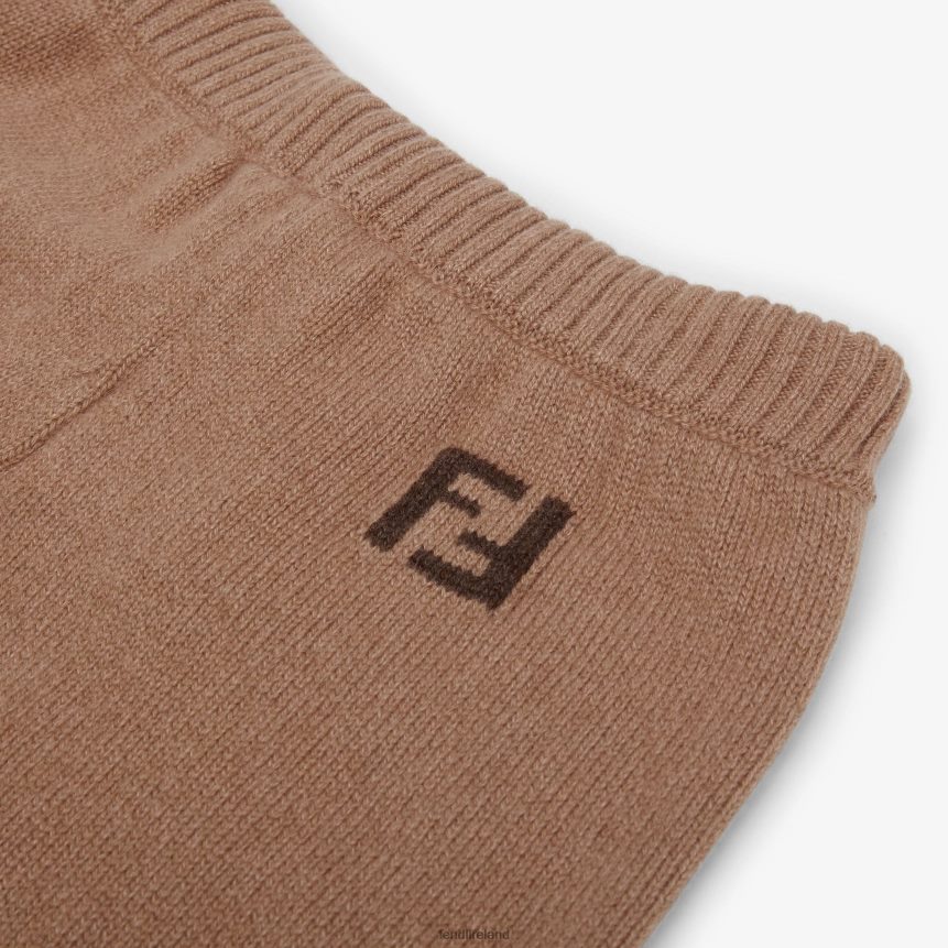 Fendi Kids Pure Cashmere Knit Junior Pants In Caramel R06TFR2879 Apparel Fashion