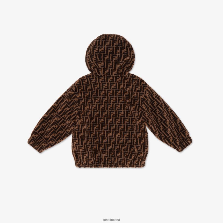 Fendi Kids Wool Blend And Gabardine Junior Teddy Bear Jacket With Logo R06TFR2959 Apparel Fashion