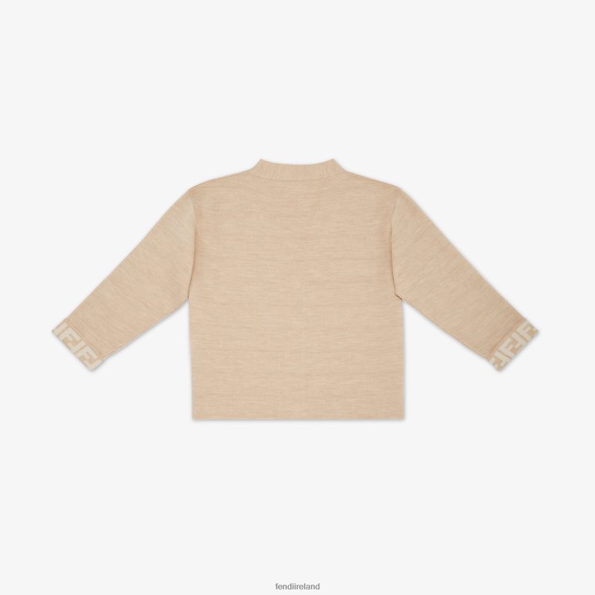 Fendi Kids Wool Junior Cardigan R06TFR2852 Apparel Beige
