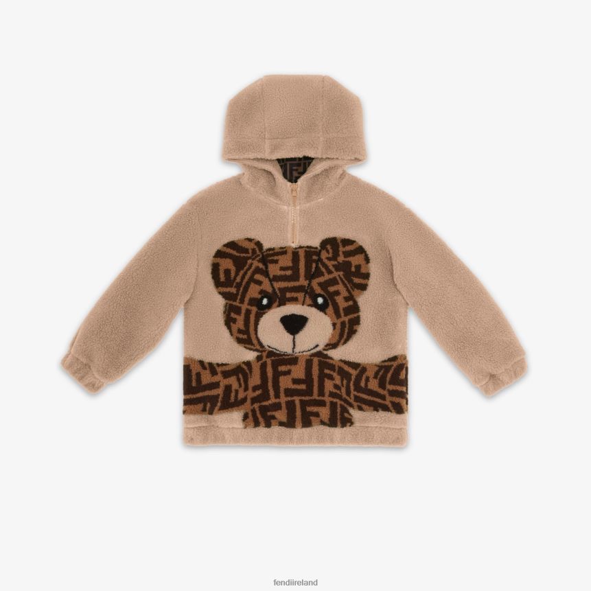 Fendi Kids Wool Teddy Bear Sweatshirt R06TFR2846 Apparel Beige