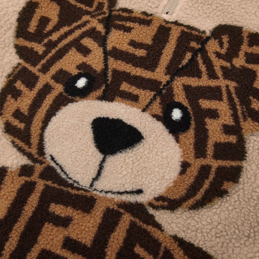 Fendi Kids Wool Teddy Bear Sweatshirt R06TFR2846 Apparel Beige