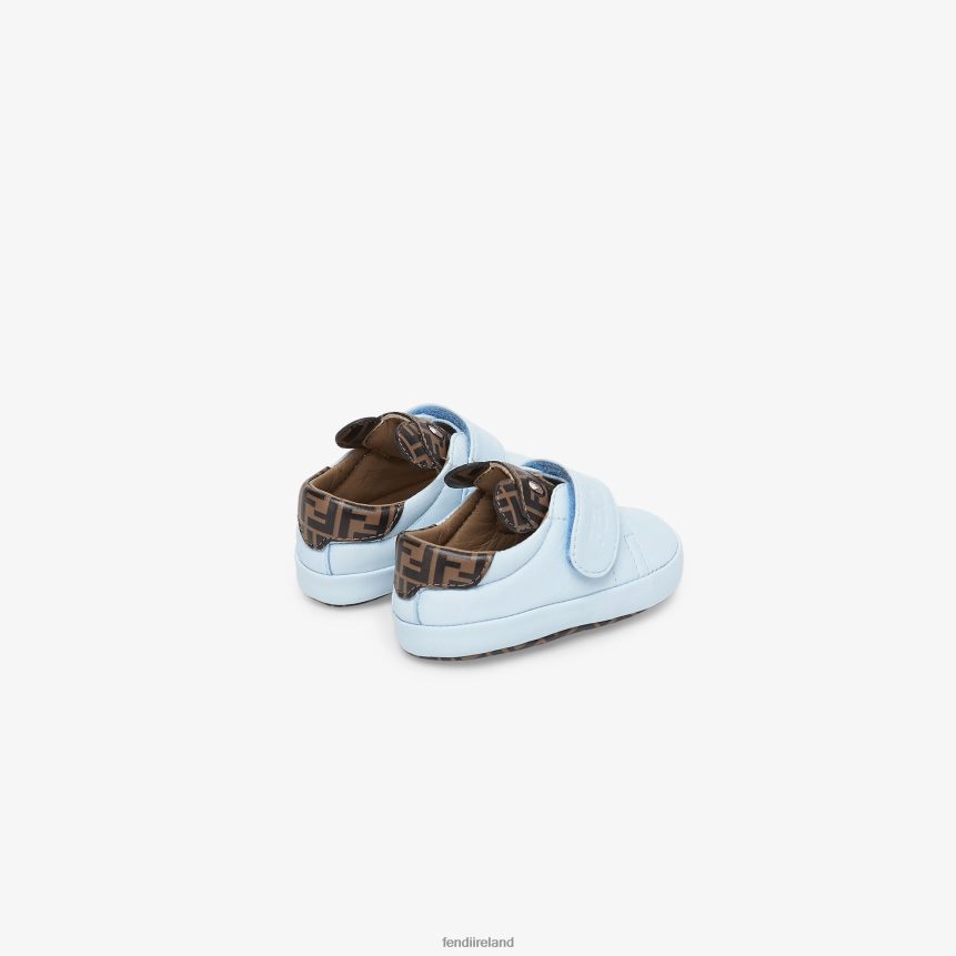 Fendi Kids Newborn Shoes In Leather R06TFR2803 Shoes Light blue