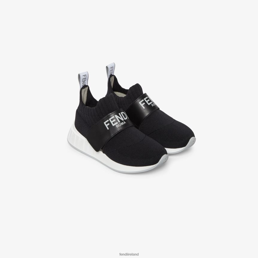 Fendi Kids Mesh Junior Sneakers R06TFR2858 Shoes Black