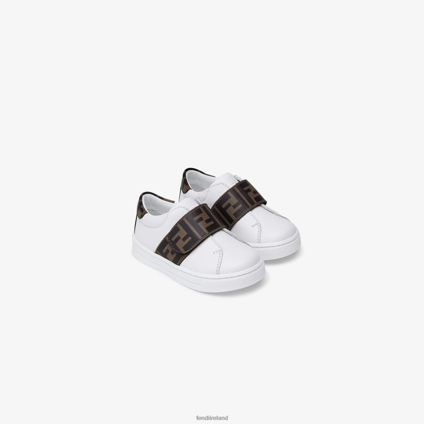 Fendi Kids Nappa Leather Unisex Junior Sneakers R06TFR2952 Shoes White