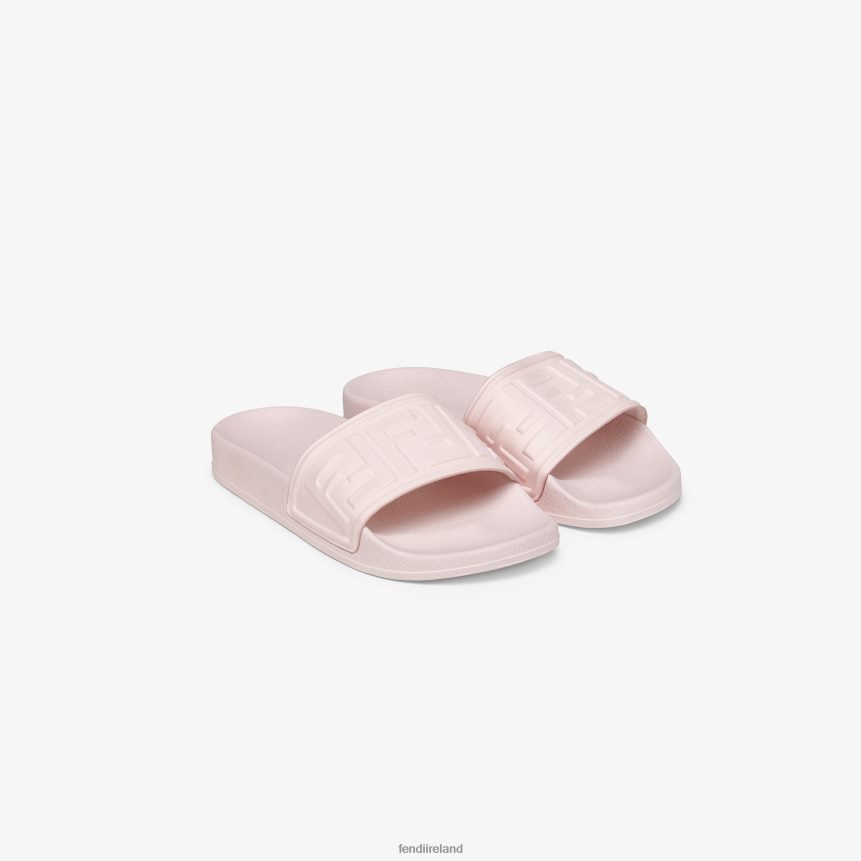 Fendi Kids Rubber Pool Slides With Logo R06TFR2913 Shoes Pink
