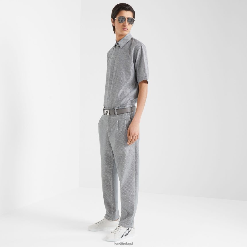 Fendi Men FF Leather Reversible Belt R06TFR2481 Accessories Gray