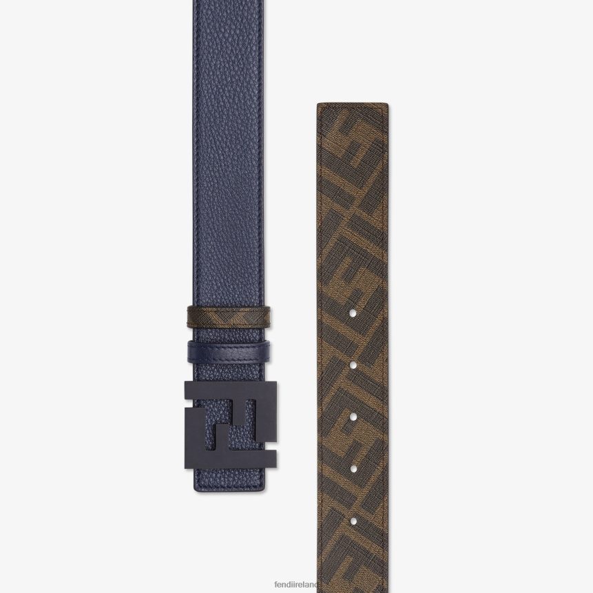 Fendi Men FF Leather Reversible Belt R06TFR2521 Accessories Blue