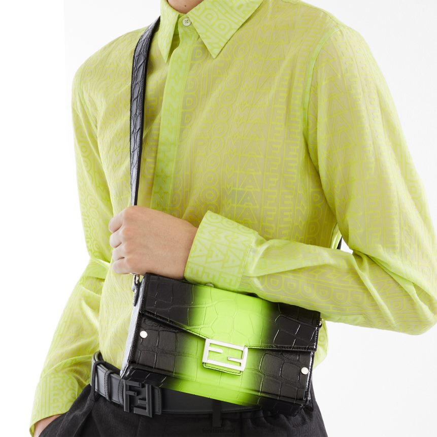 Fendi Men FF Rounded Leather Reversible Belt R06TFR2376 Accessories Black