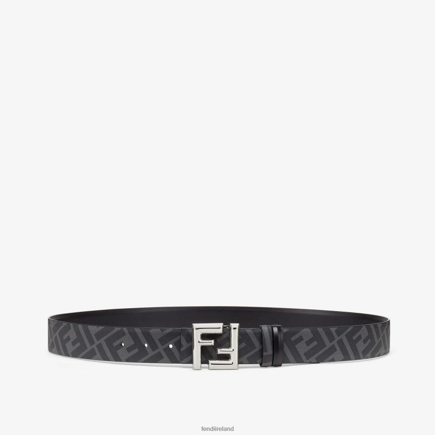 Fendi Men FF Rounded Leather Reversible Belt R06TFR2393 Accessories Black