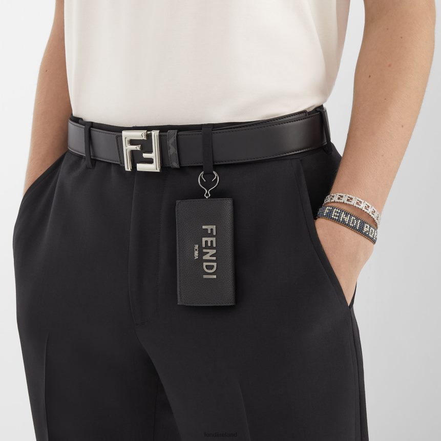 Fendi Men FF Rounded Leather Reversible Belt R06TFR2393 Accessories Black