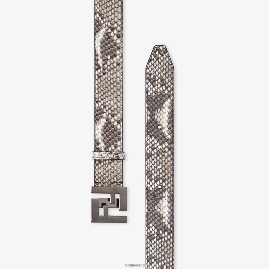 Fendi Men Python Leather Belt R06TFR2425 Accessories Gray