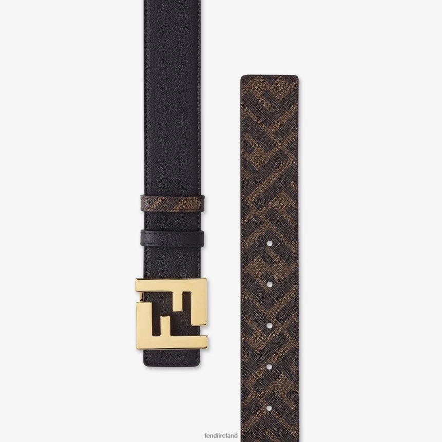 Fendi Men Squared FF Leather Reversible Belt R06TFR2334 Accessories Black