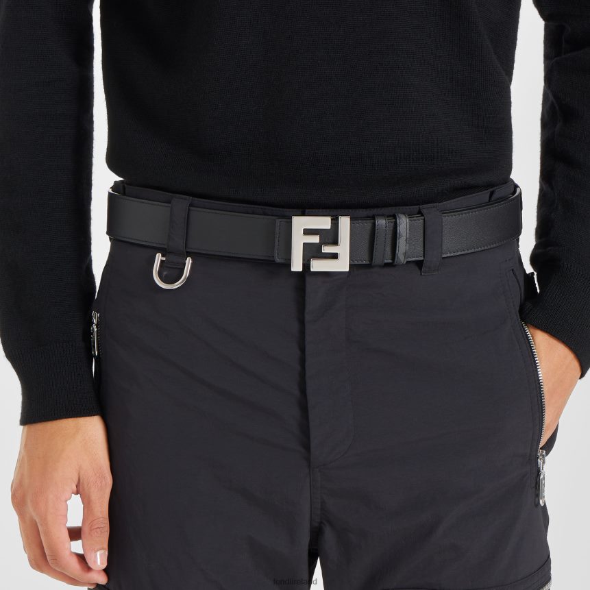 Fendi Men Squared FF Leather Reversible Belt R06TFR2441 Accessories Black
