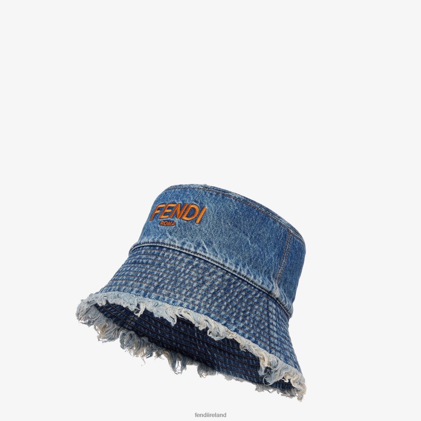 Fendi Men Denim Bucket Hat R06TFR2398 Accessories Blue