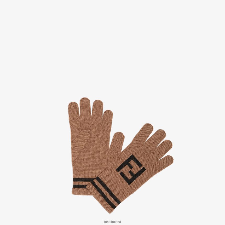 Fendi Men Woolen Gloves R06TFR2434 Accessories Brown