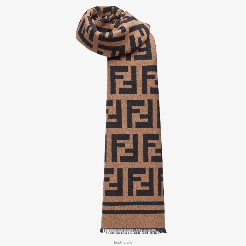 Fendi Men Wool And Silk Scarf R06TFR2348 Accessories Brown
