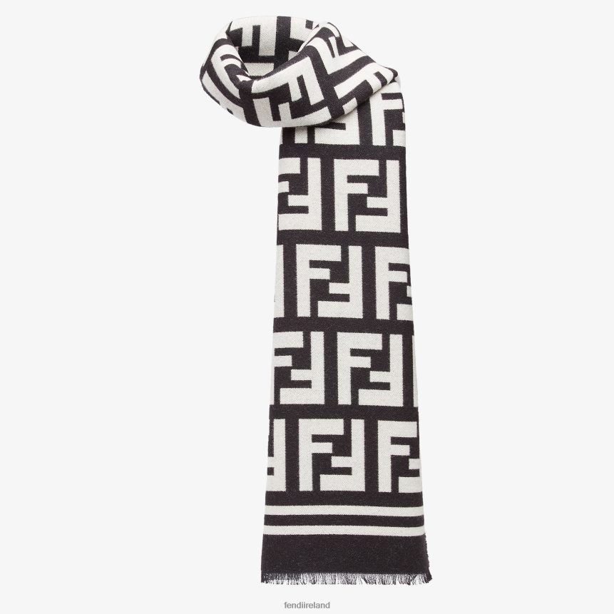 Fendi Men Wool And Silk Scarf R06TFR2459 Accessories Black