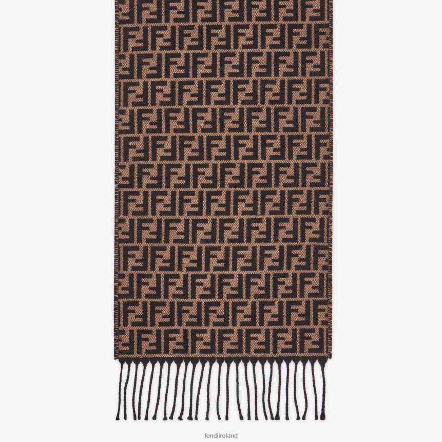 Fendi Men Wool Stole R06TFR2428 Accessories Brown