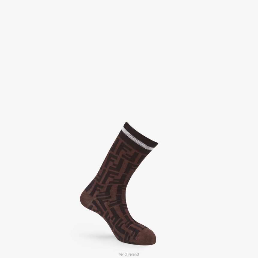 Fendi Men Stretch Cotton Socks R06TFR2543 Accessories Brown