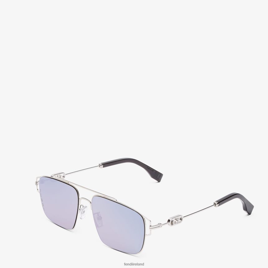 Fendi Men Palladium Metal Sunglasses With Lenses And Purple Mirror Effect R06TFR2454 Accessories Fashion
