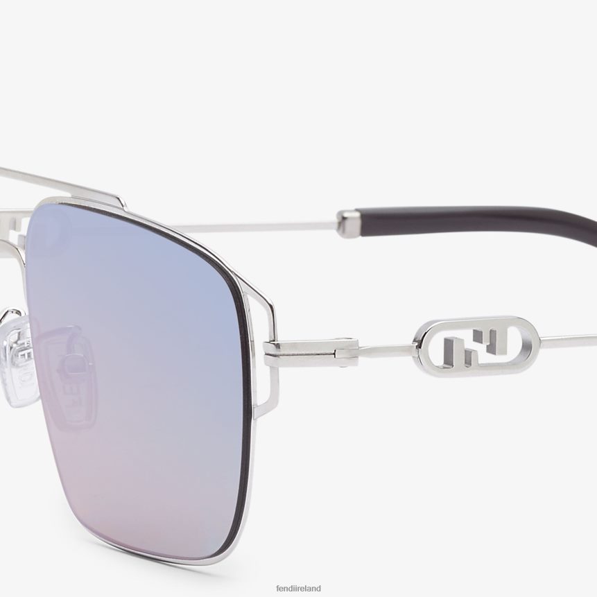 Fendi Men Palladium Metal Sunglasses With Lenses And Purple Mirror Effect R06TFR2454 Accessories Fashion