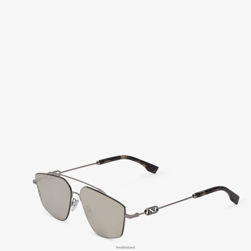Fendi Men Ruthenium Metal Sunglasses With Lenses R06TFR2445 Accessories Gray