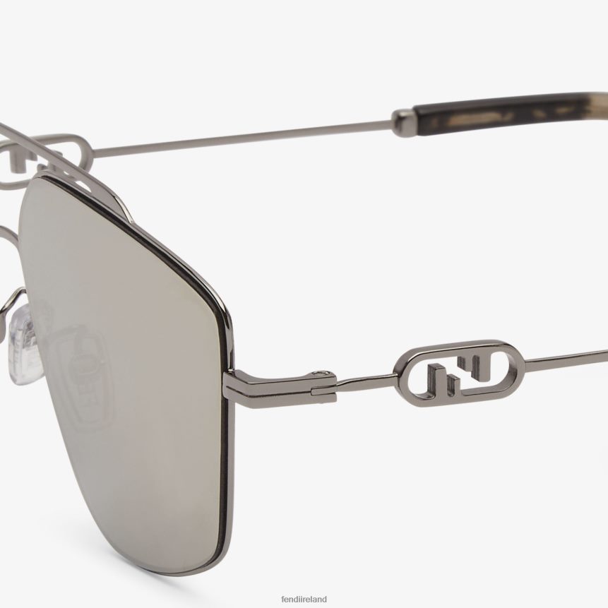 Fendi Men Ruthenium Metal Sunglasses With Lenses R06TFR2445 Accessories Gray