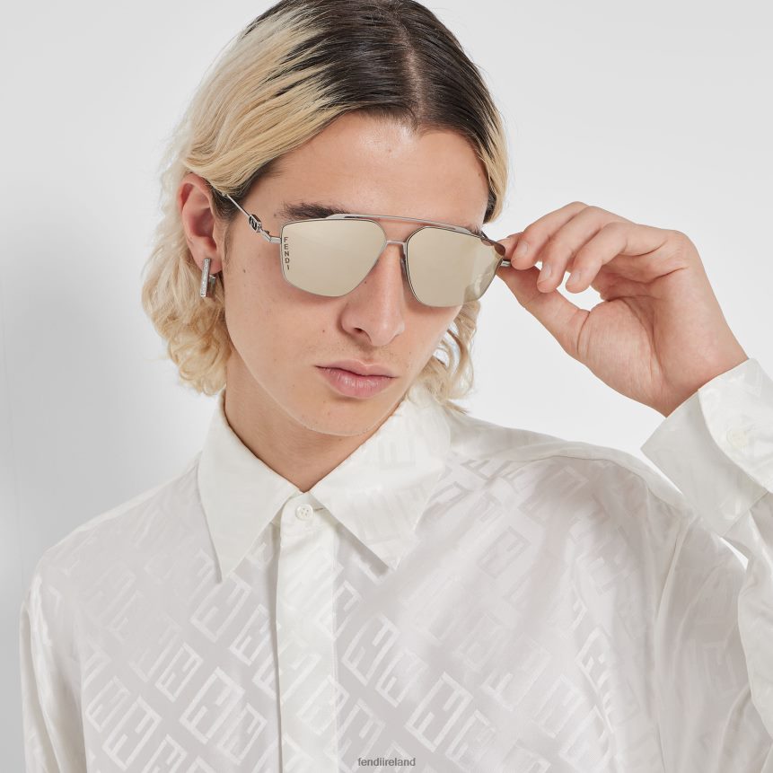 Fendi Men Ruthenium Metal Sunglasses With Lenses R06TFR2445 Accessories Gray