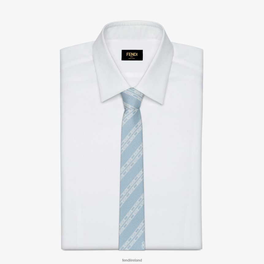 Fendi Men Silk Tie R06TFR2565 Accessories Light blue