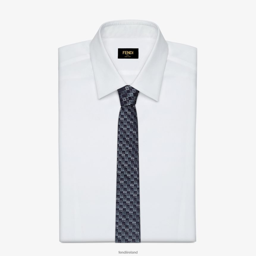 Fendi Men Silk Tie R06TFR2572 Accessories Light blue