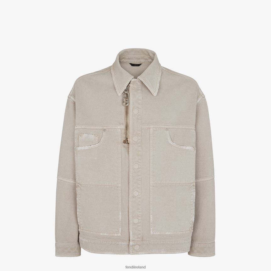 Fendi Men Denim Jacket R06TFR1929 Apparel Beige